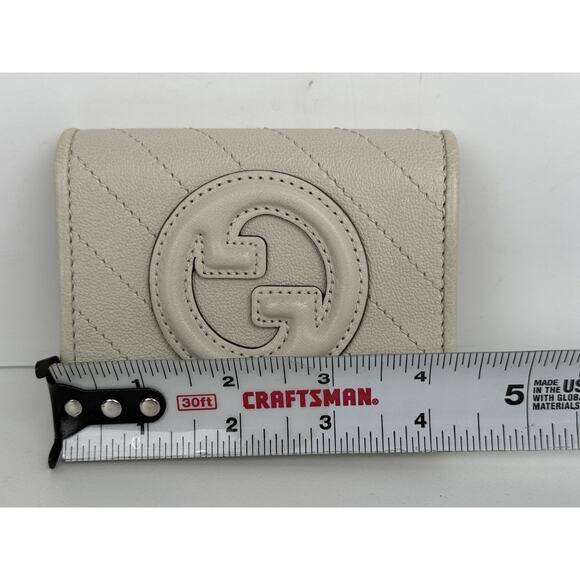 GUCCI Sakai Be Green Calfskin Diagonal Stitched Blondie Card Case Wallet - Picture 15 of 16